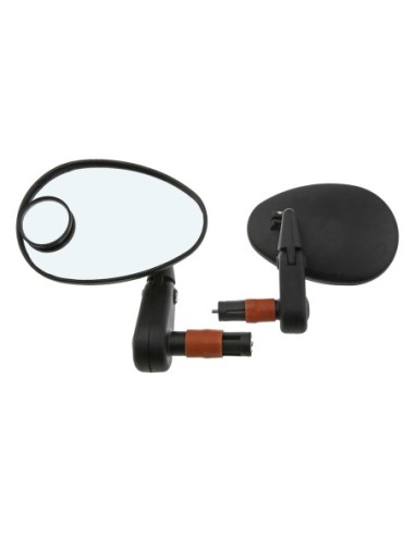 3D Mirror Bar End 222SBD W/Lens Black.